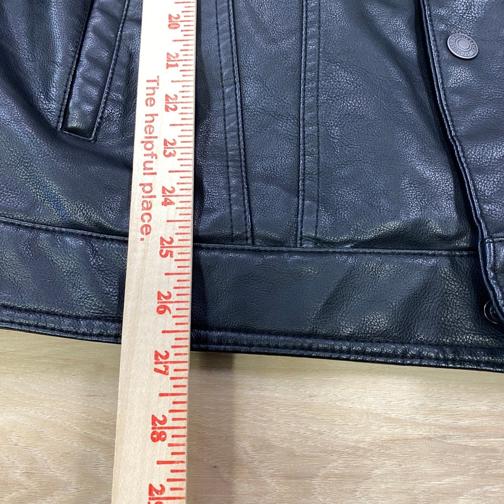 Levi's Trucker Jacket Mens L Sherpa Faux Leather Heritage Workwear Black Bomber - Picture 6 of 13